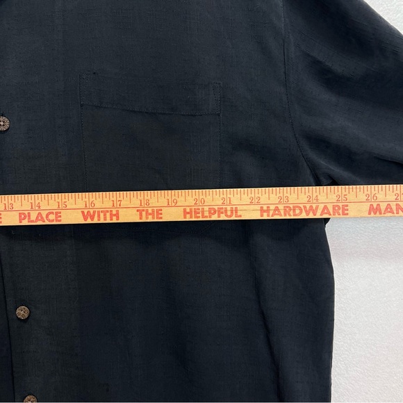 TOMMY BAHAMA Embroidered Martini Fishing Casual Shirt Size XL 100% Silk Black - Picture 6 of 10
